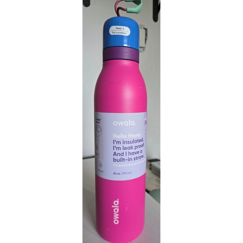Owala FreeSip 24oz Insulated Stainless Steel Water Bottle Shocking Grape Pink